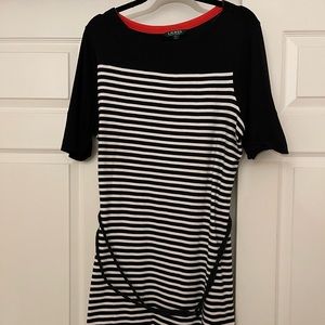 GREAT CONDITION striped Min dress with braided belt and side slits. Size 2X.